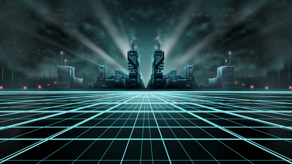 Neon arcade scene